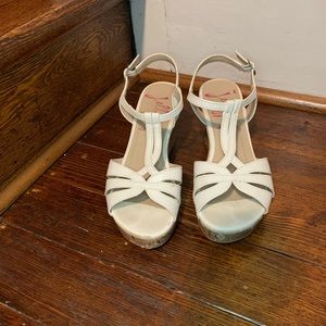 White Cork Wedges Sandals Summer